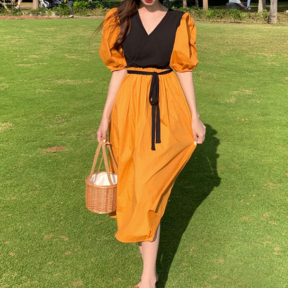 デューリリー Dewlily ロングリボンカシュクールワンピース 韓国