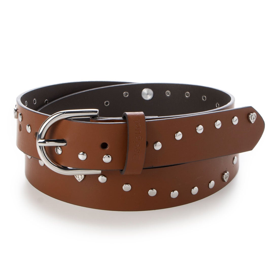 デシグアル Desigual スタッズベルト （ブラウン） - ファッション通販