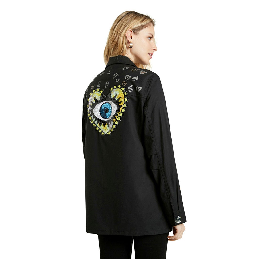 デシグアル Desigual 刺繍&メッセージ入りレディースモッズジャケット