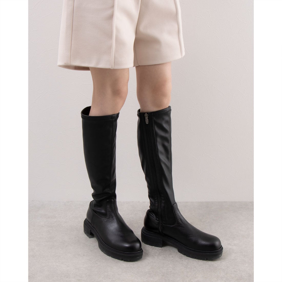 ダイアナ DIANA ストレッチロングブーツ （黒カーフ） -ファッション