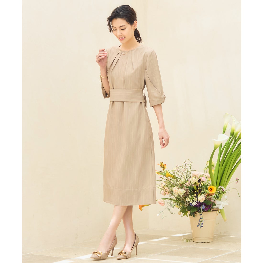 ドレスプラス DRESS+ フォーマル ワンピース オフィスカジュアル 袖