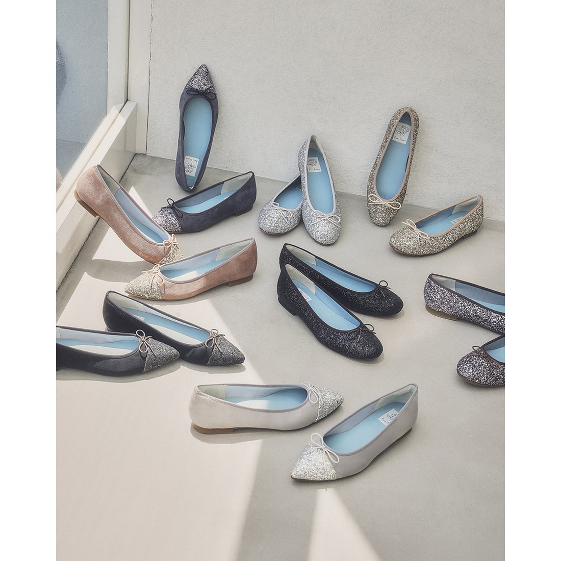 フラット バレエシューズ （ブラック グリッター） -Emma Francis