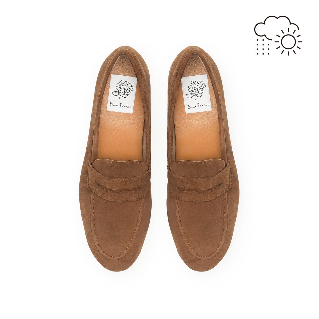 レイン対応】レザー ソフト ローファー （ブラウン レザースエード