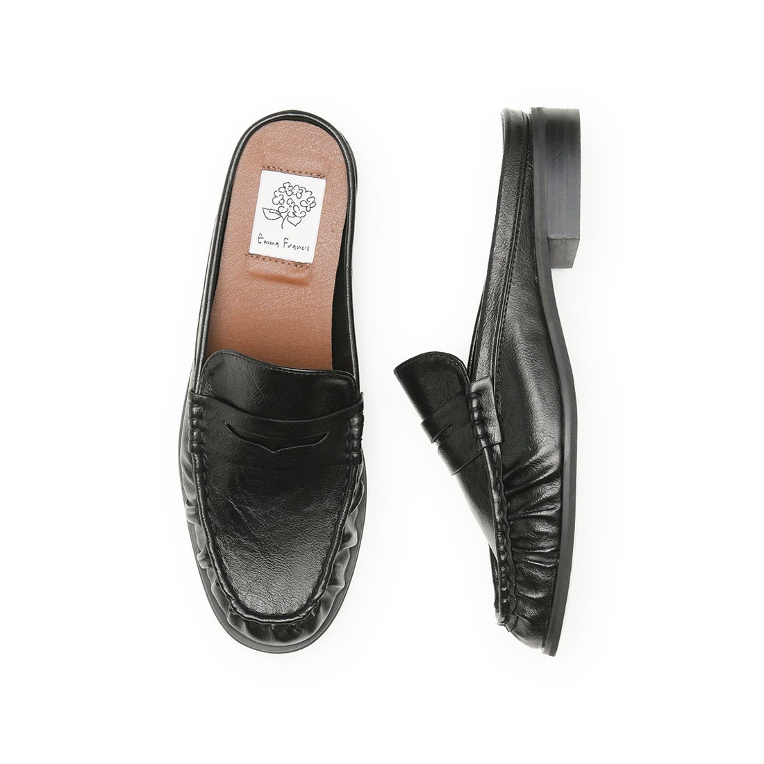 メタリック ローファーミュール （ブラック マイラー） -Emma Francis