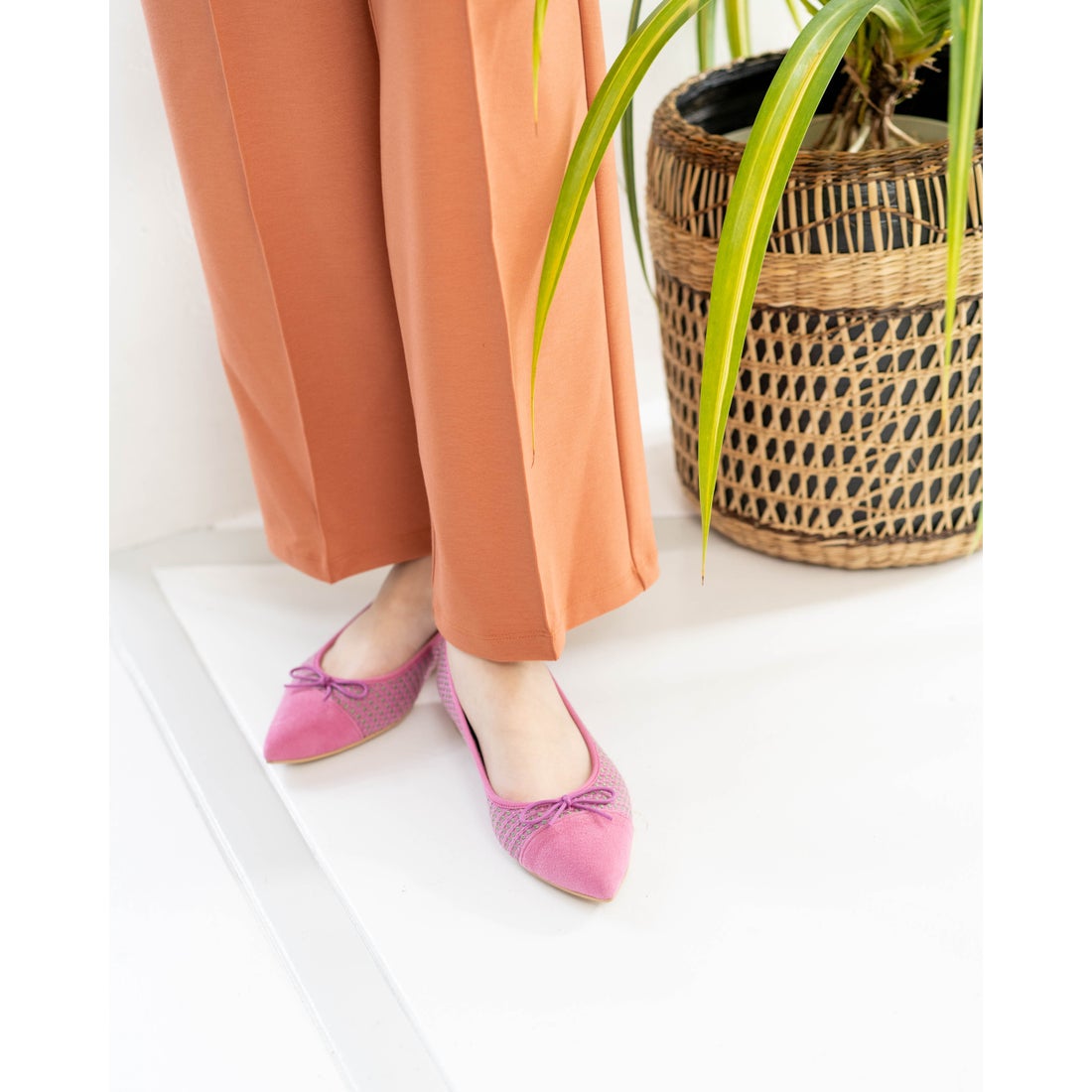 フラットバレエシューズ （ピンク ゴブラン柄） -Emma Francis / エマ