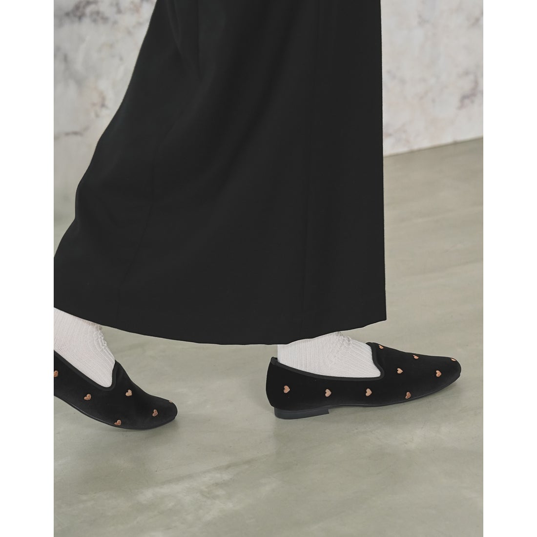 フラット オペラシューズ （ブラック ベルベット） -Emma Francis