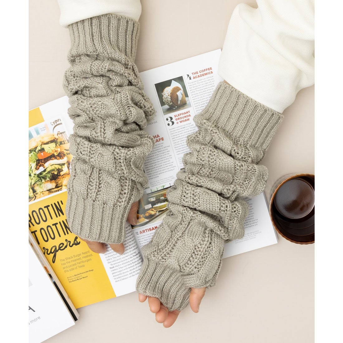 エモニーク emonique ニットアームウォーマー アームカバー （LT.GRY