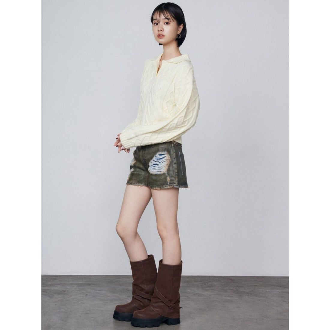 エモダ EMODA カバータンクブーツ （ブラウン） -靴＆ファッション通販