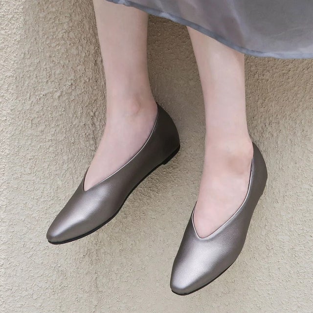 晴雨兼用深甲Vカットフラットシューズ （エタン） -エンチャンテッド