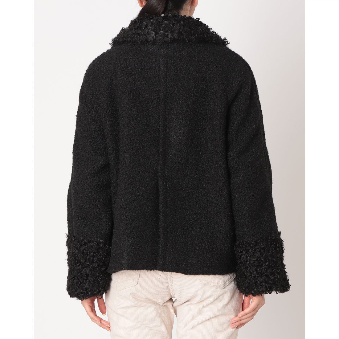 エグランティーヌ EGLANTINE ボア付きプードルピーコート （ブラック