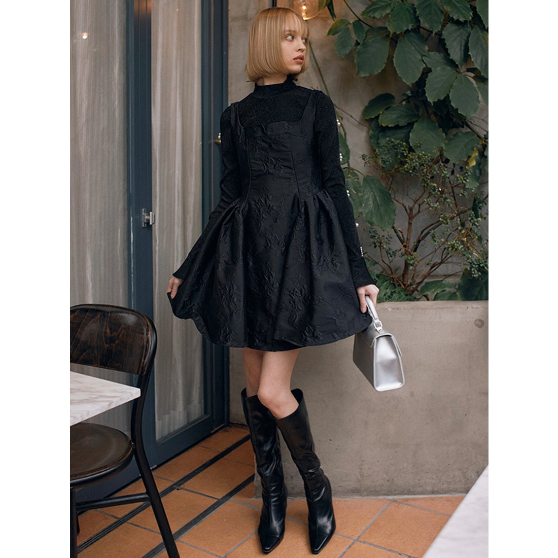 エイミーイストワール EIMY ISTOIRE ジャガードフラワーミニワンピース