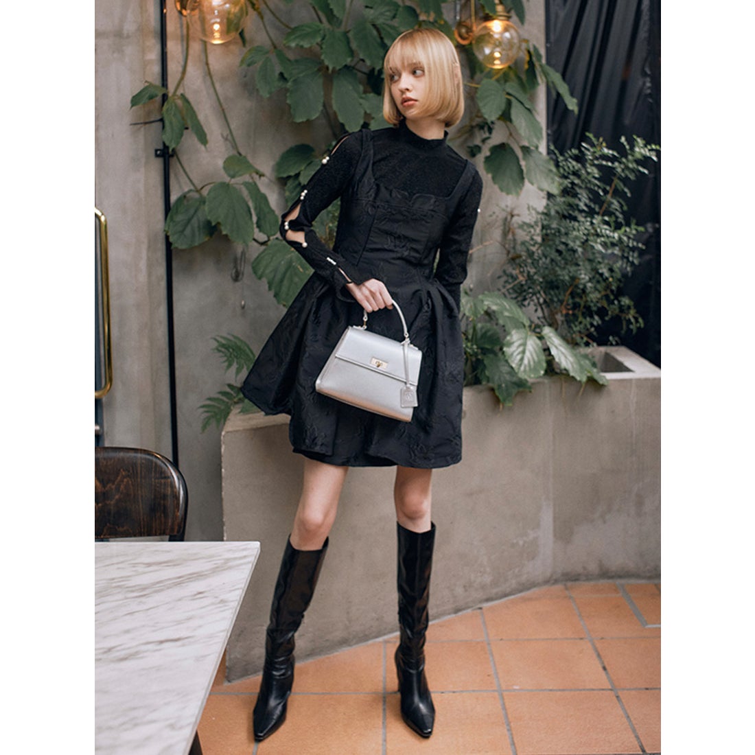 エイミーイストワール EIMY ISTOIRE ジャガードフラワーミニワンピース