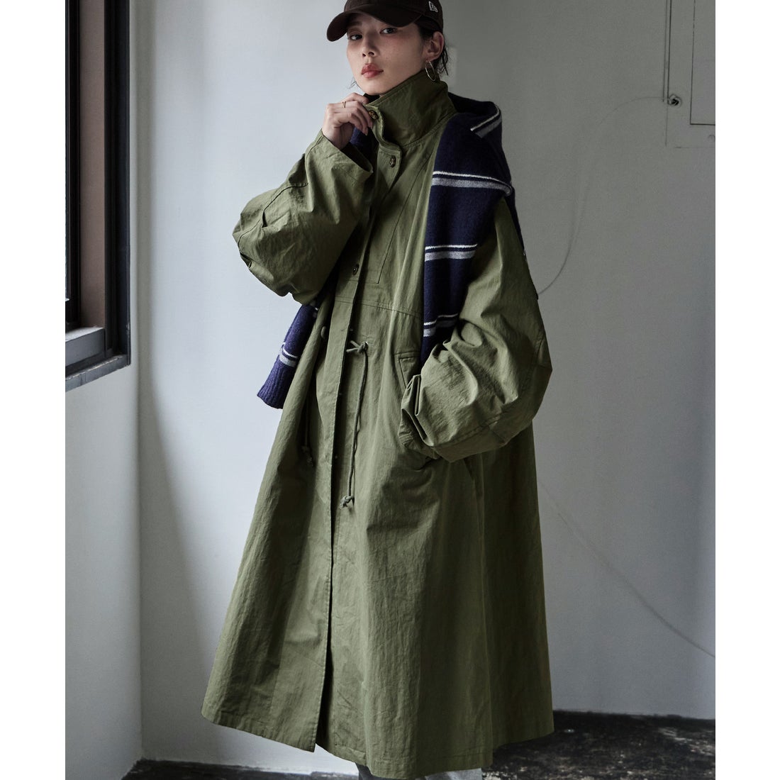 エトル etoll. スタンドカラーミリタリーコート （カーキ