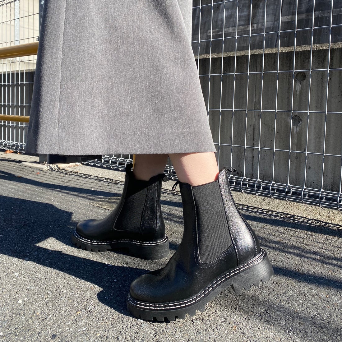 EVOL/イーボル】 本革ステッチサイドゴアブーツ IT8097 （ブラック