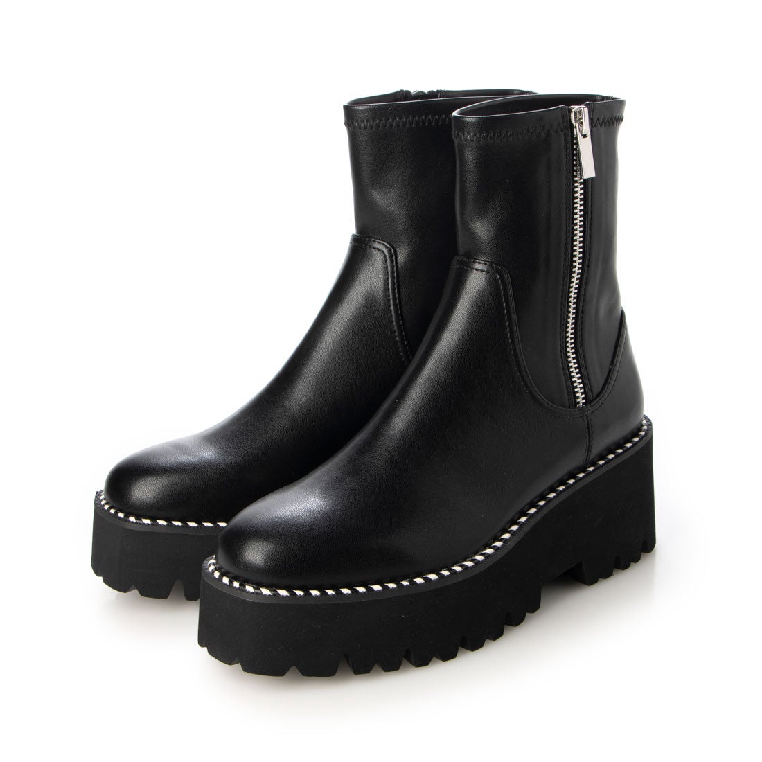 EVOL/イーボル】 厚底サイドジップストレッチブーツ IX5468 （ブラック