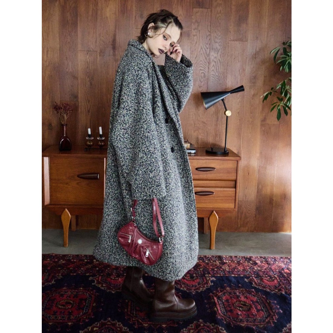 EVRIS オーバーサイズカラーロングコート（ホワイト） -靴