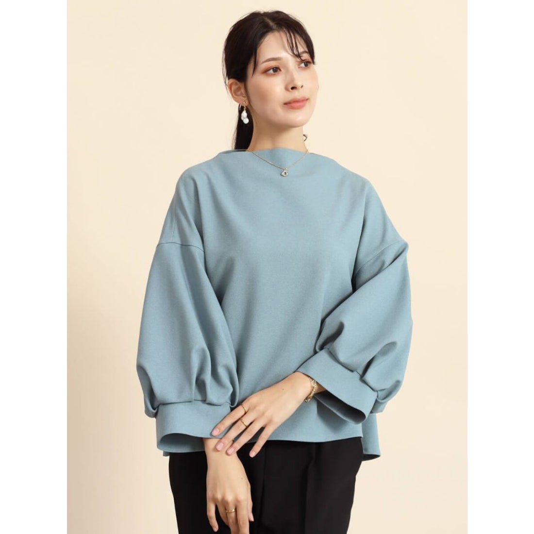 フェンネル FENNEL ボリュームスリーブブラウス （ブラック