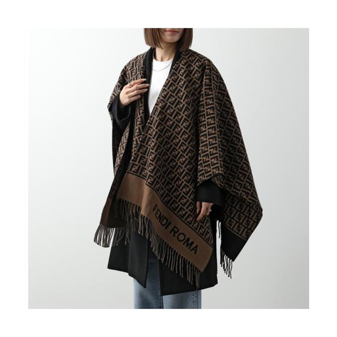 フェンディ FENDI FENDI ポンチョ FXX723 AQCW ケープ （F0QE1/TOBACCO