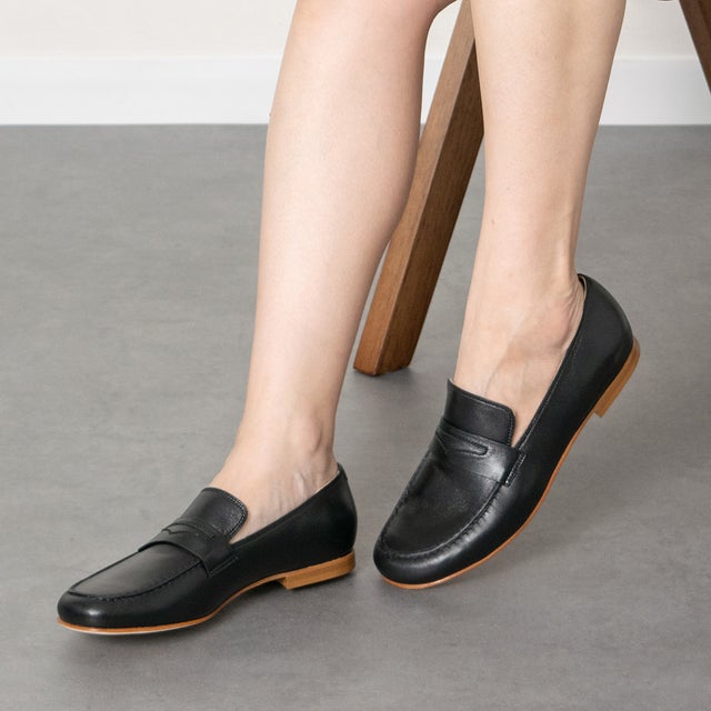 ○ファビオルスコーニ FABIO RUSCONI フラットローファー （ブラック