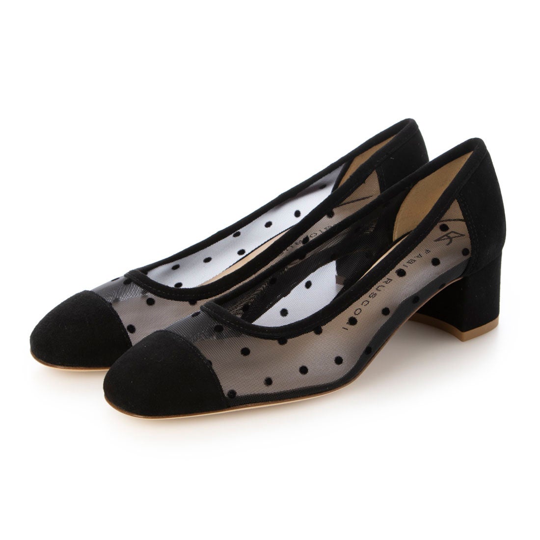 ファビオルスコーニ FABIO RUSCONI チュールドットパンプス （ブラック