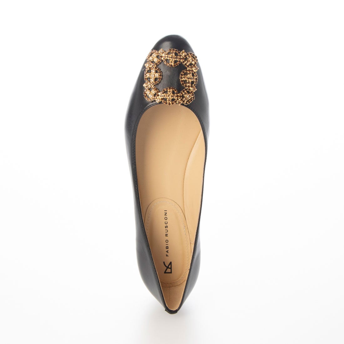 ○ファビオルスコーニ FABIO RUSCONI フラットビジュー付きパンプス