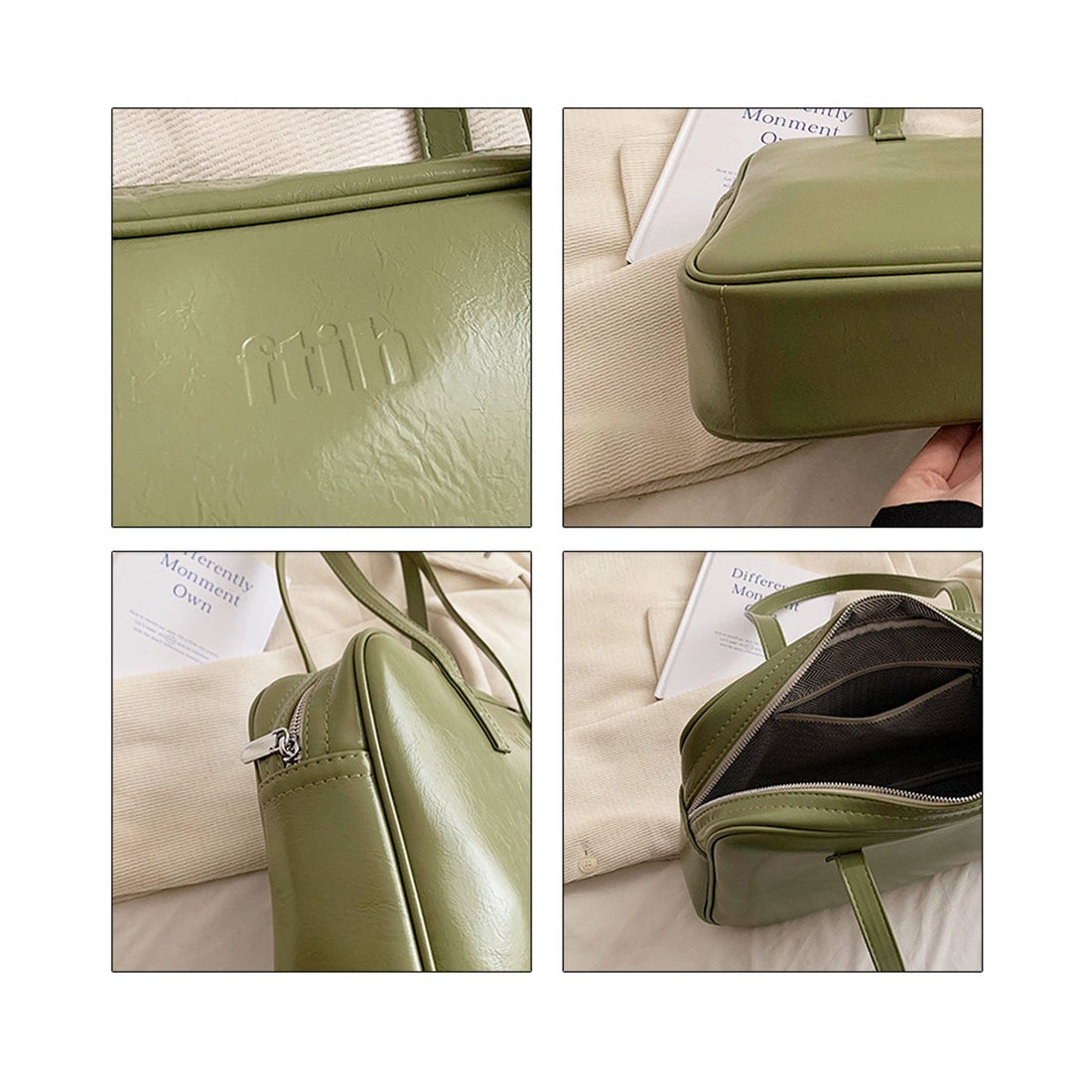 フロージュ florge 【軽量】エナメル調レザースクエアボストンバッグ