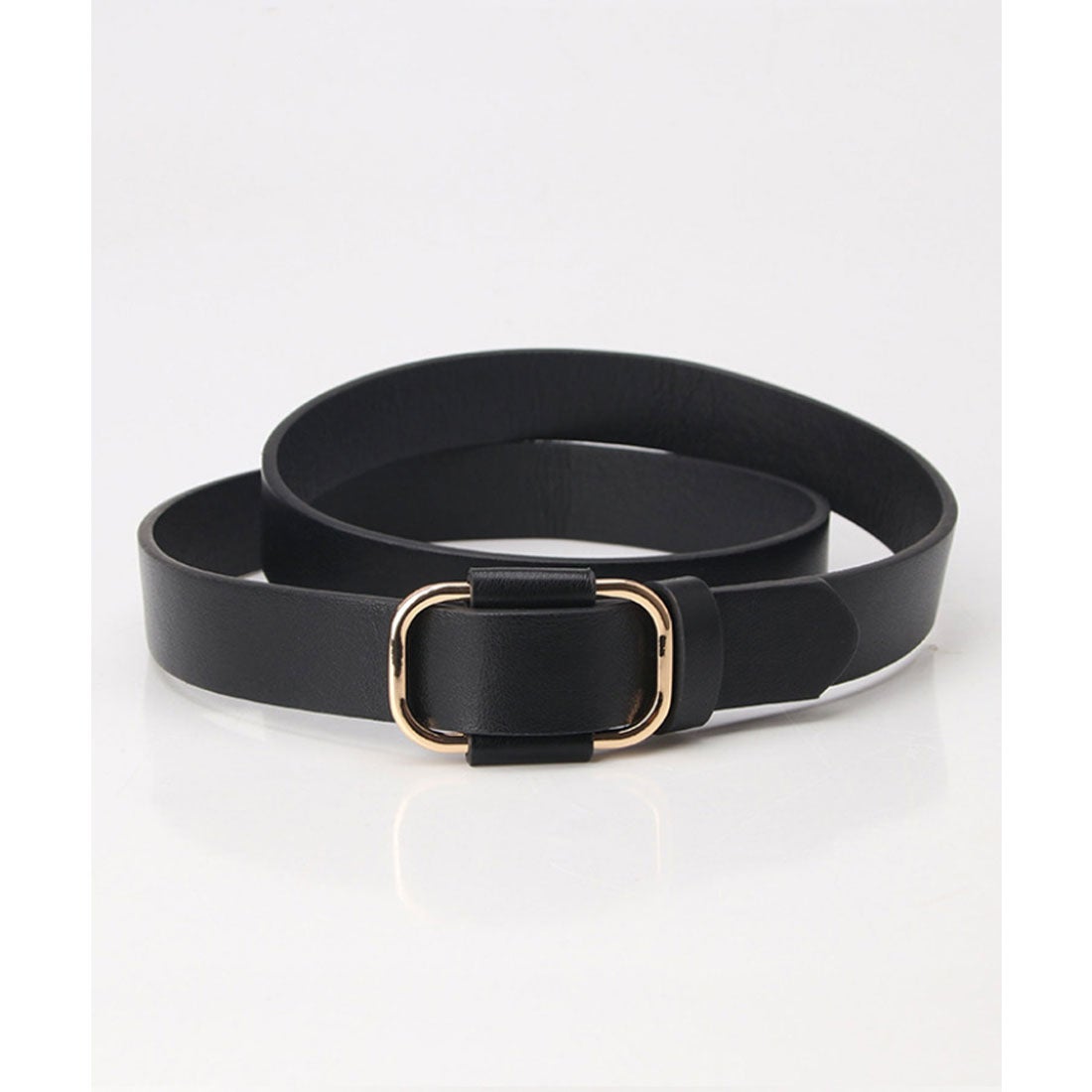 フロージュ florge ゴールドバックル穴無しレザーライクベルト