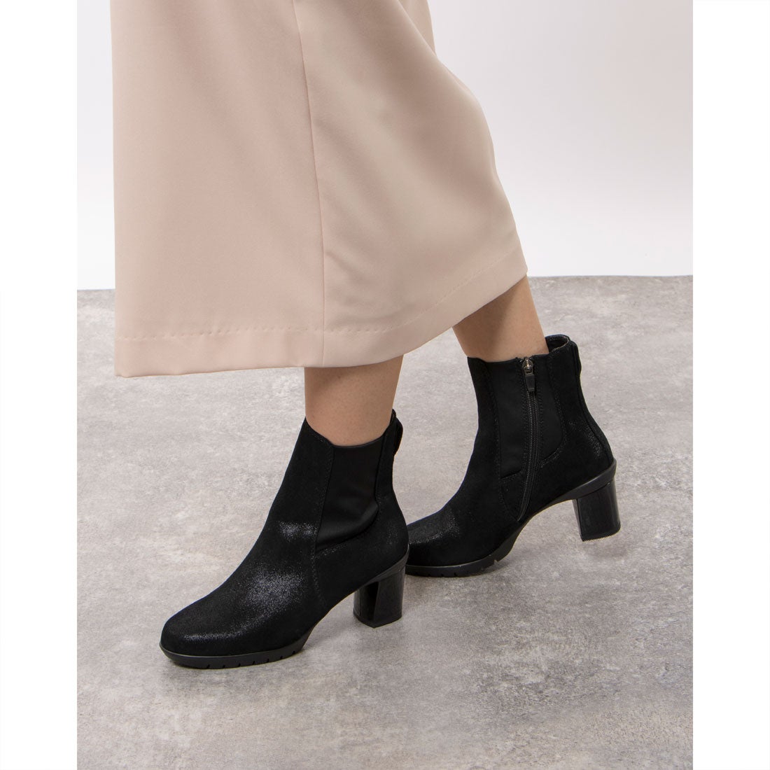 フレックスヒールサイドゴアブーツ2 （ラメブラック） -fitfit