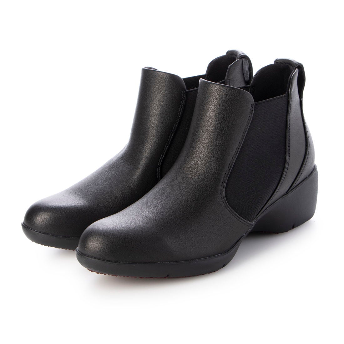 レザーサイドゴアアンクルブーツ （ブラック） -fitfit(フィット