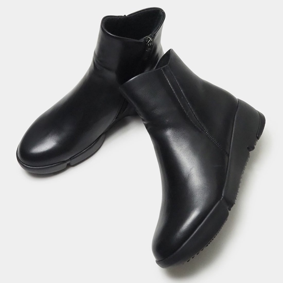 ソフトレザーミドルブーツ （ブラック） -fitfit(フィットフィット