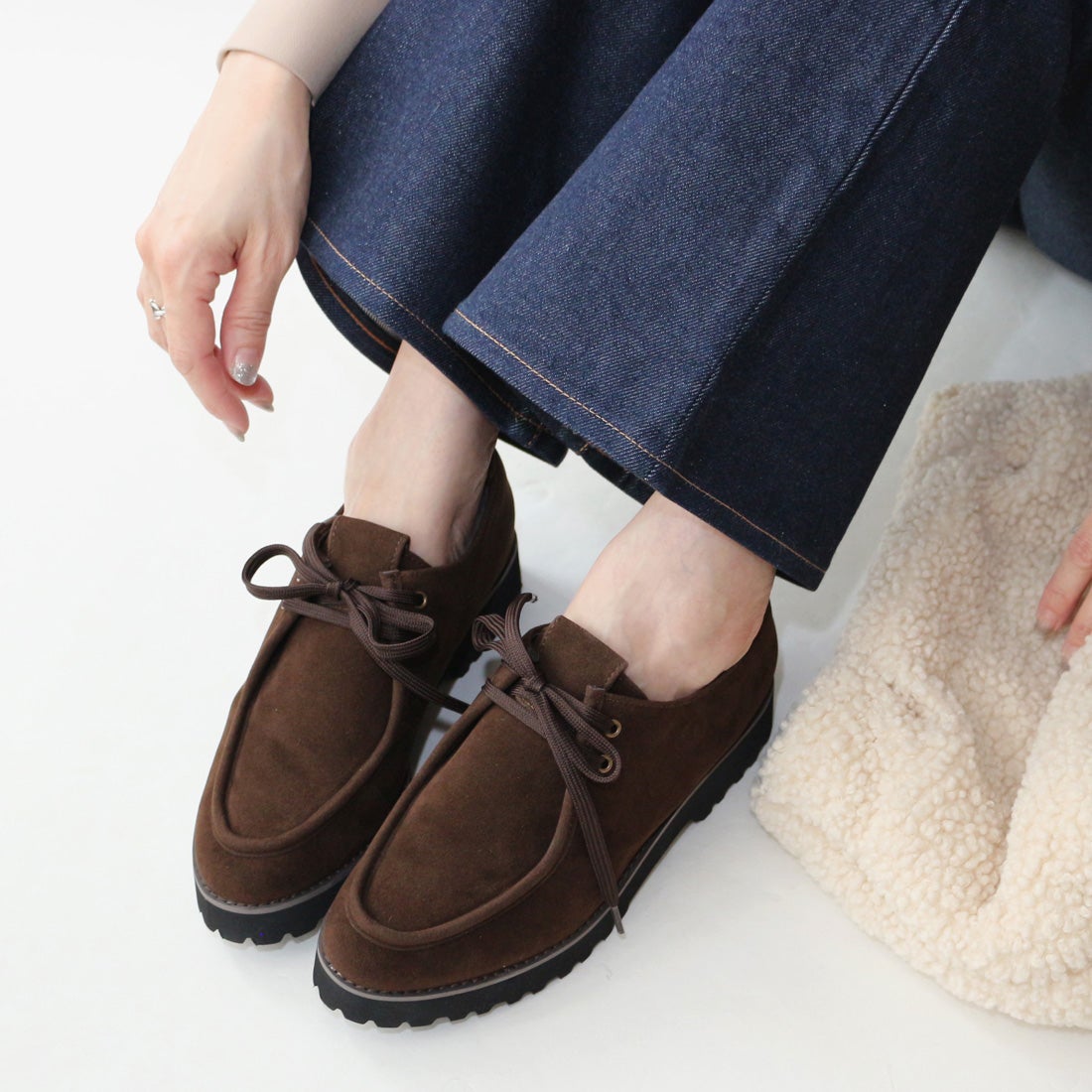 フィン Fin 厚底チロリアンシューズ【低反発スポンジ入り】 （ブラウン