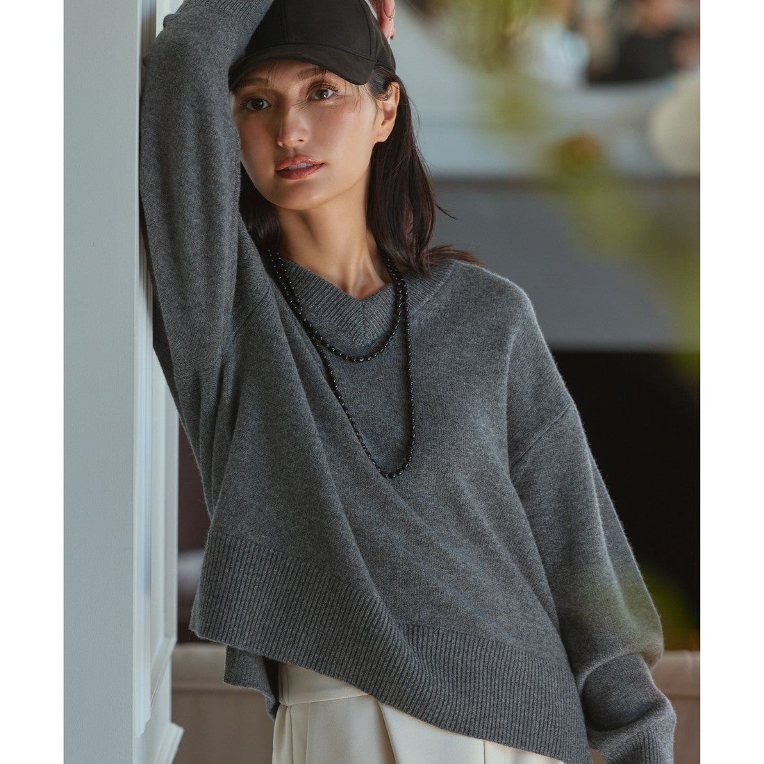 組曲 【8色展開・手洗い可】ウールカシミヤミックス Vネックニット