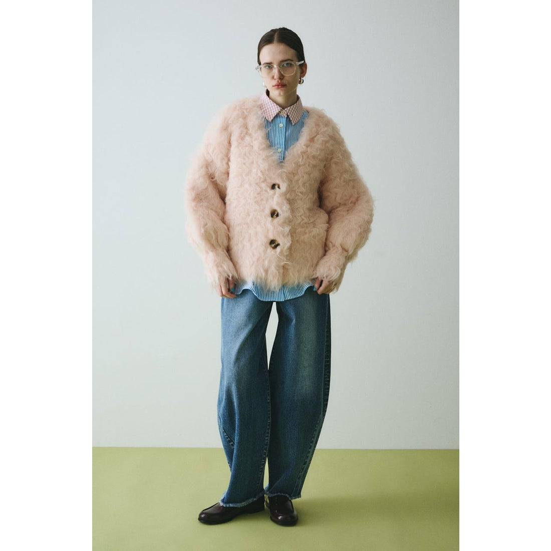 ヘリンドットサイ HeRIN.CYE ［予約］Fuzzy knit cardigan （BLU