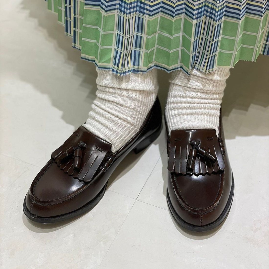 ハルタ HARUTA レディス牛革キルトタッセルローファー(3E)（ブラウン