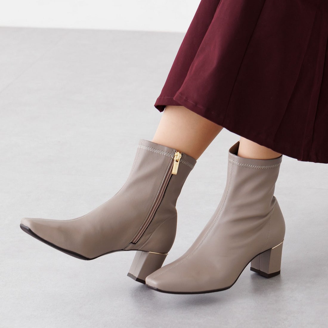 ヒミコ 卑弥呼 シープレザーストレッチブーツ/621404 （グレー） -靴