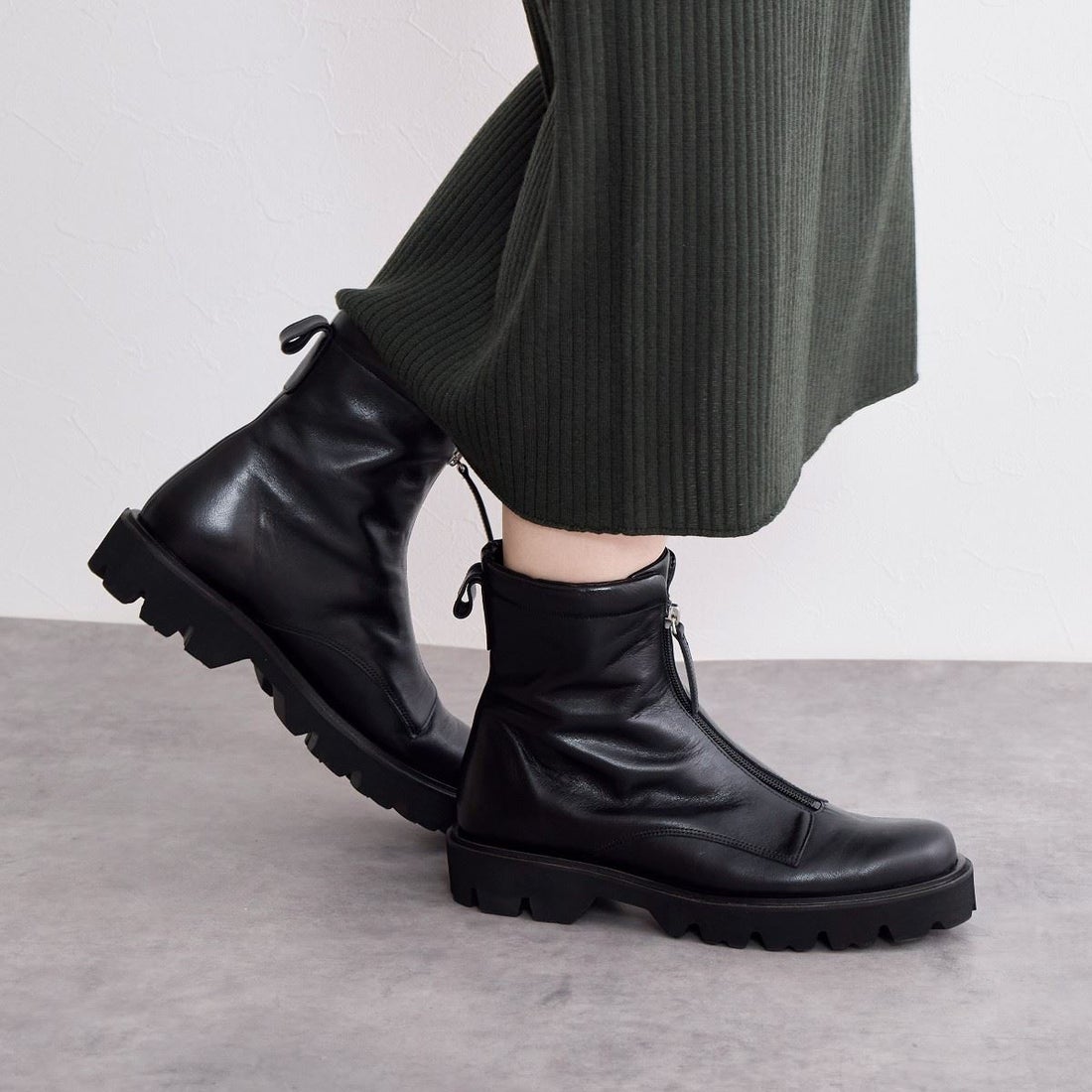 ヒミコ 卑弥呼 トラックソールフロントジップブーツ/641409 （ブラック