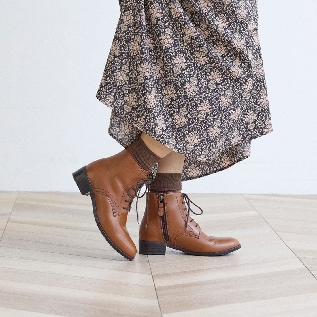 イング ing 【WEB限定】レースアップショートブーツ （ブラウン） -靴