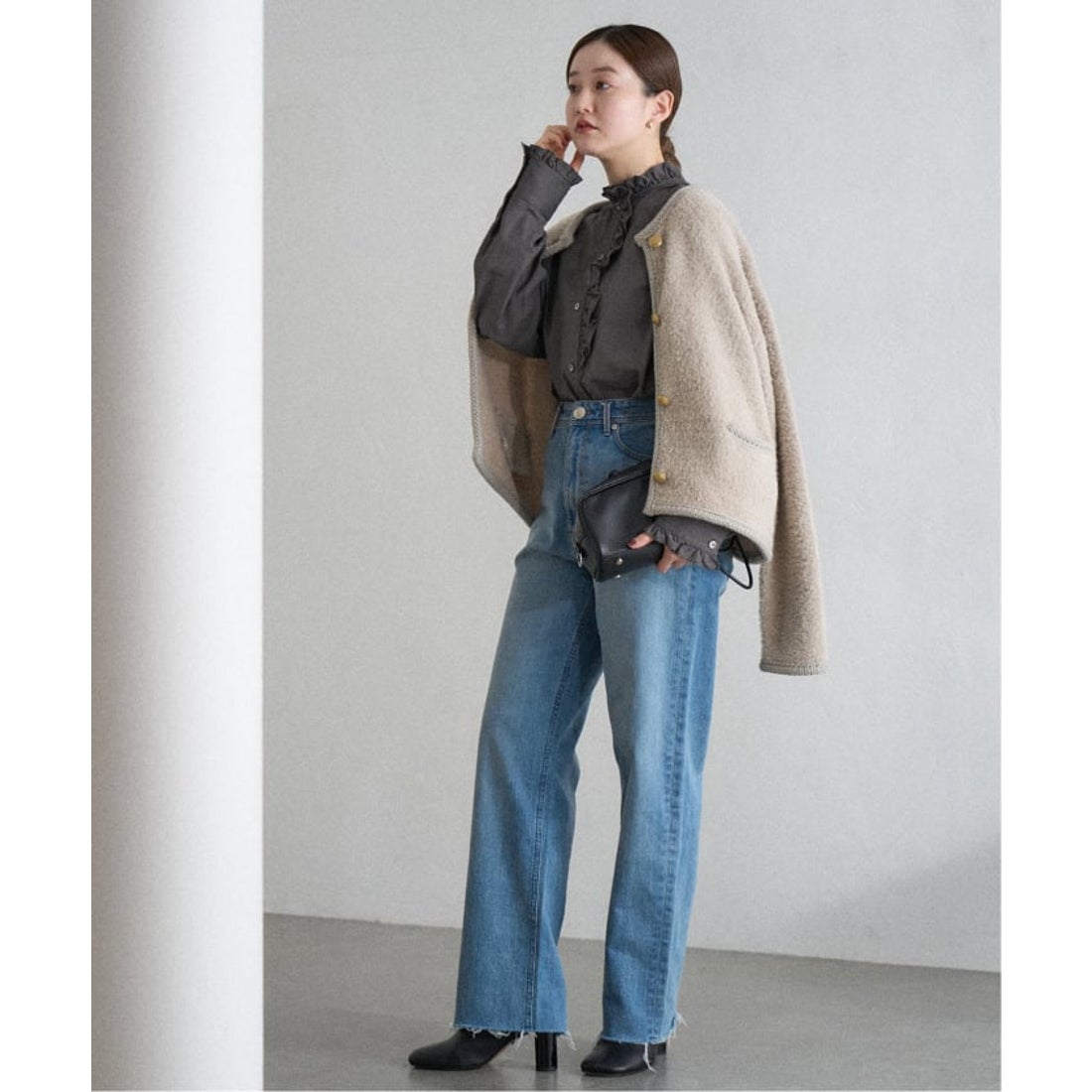 イエナ IENA ボアニットカーディガン （グレー） - ファッション通販