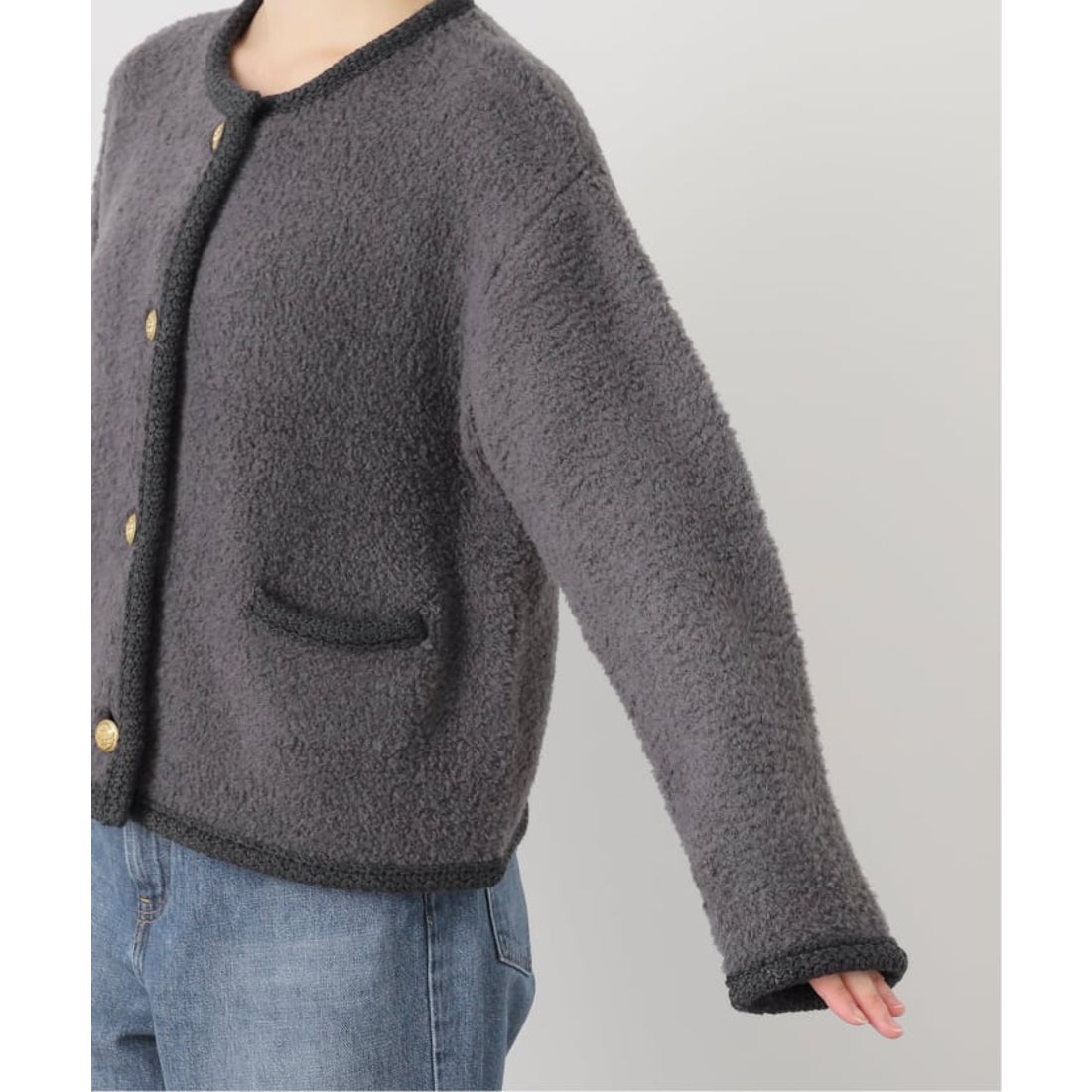 イエナ IENA ボアニットカーディガン （グレー） - ファッション通販