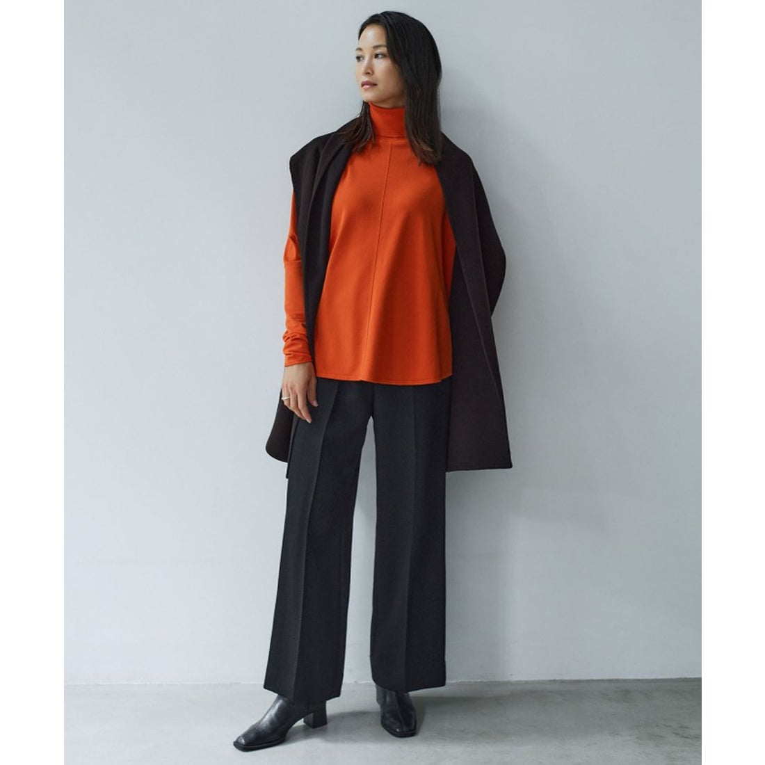 アイシービー ICB ウールリバー ストール付きノーカラーコート