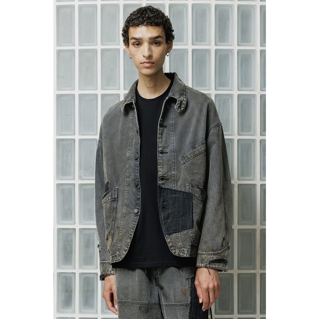 イソウ ISO ANACHRONORM Collaboration Denim Overalls （Black） 通販