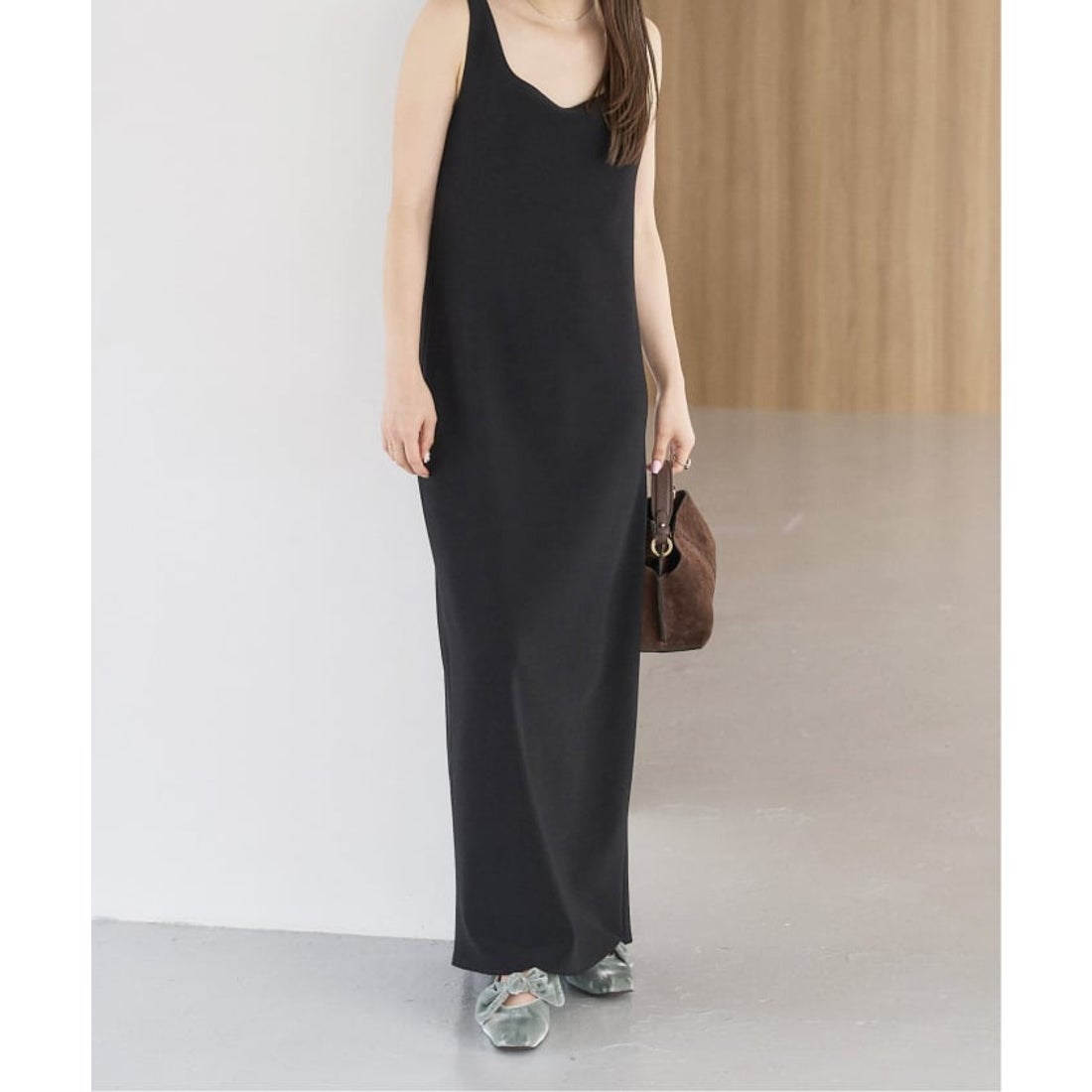 ル タロン LE TALON スクエアベルベットリボンフラット （ブラウン B