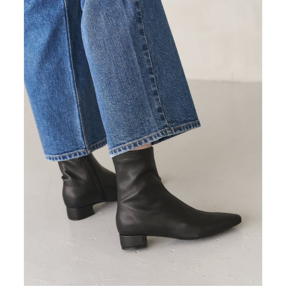 ル タロン LE TALON 3cmフレンチスクエアフィットショートブーツ