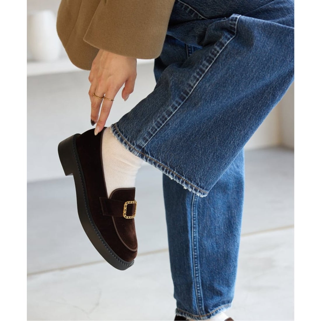 ル タロン LE TALON アツゾコチェーンバックルローファー （ブラウン