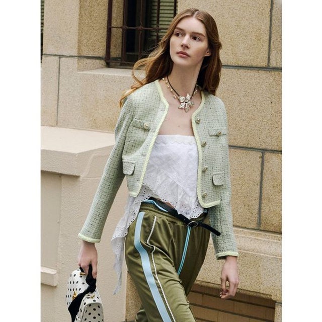 セルフォード CELFORD スクエアネックラメニットカーディガン （BLK