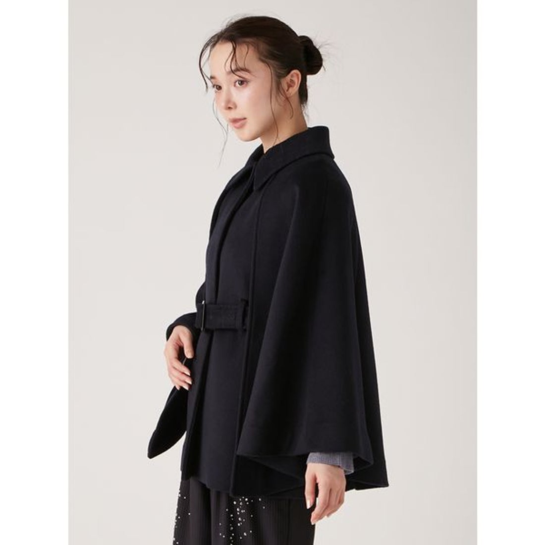 リリーブラウン LILY BROWN ミドル丈ケープコート （DNVY） -靴