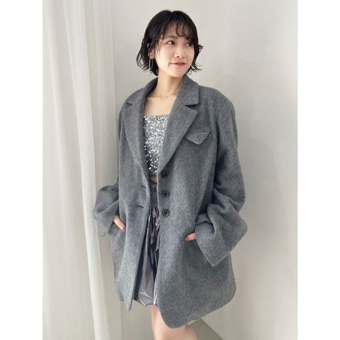 リリーブラウン LILY BROWN シャギーオーバージャケット （GRY） -靴