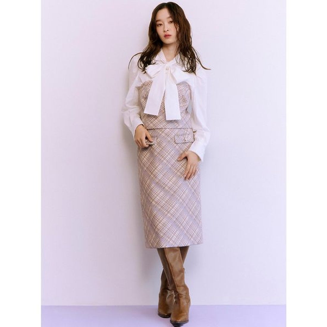 リリーブラウン LILY BROWN ボウタイフリルレースブラウス （WHT