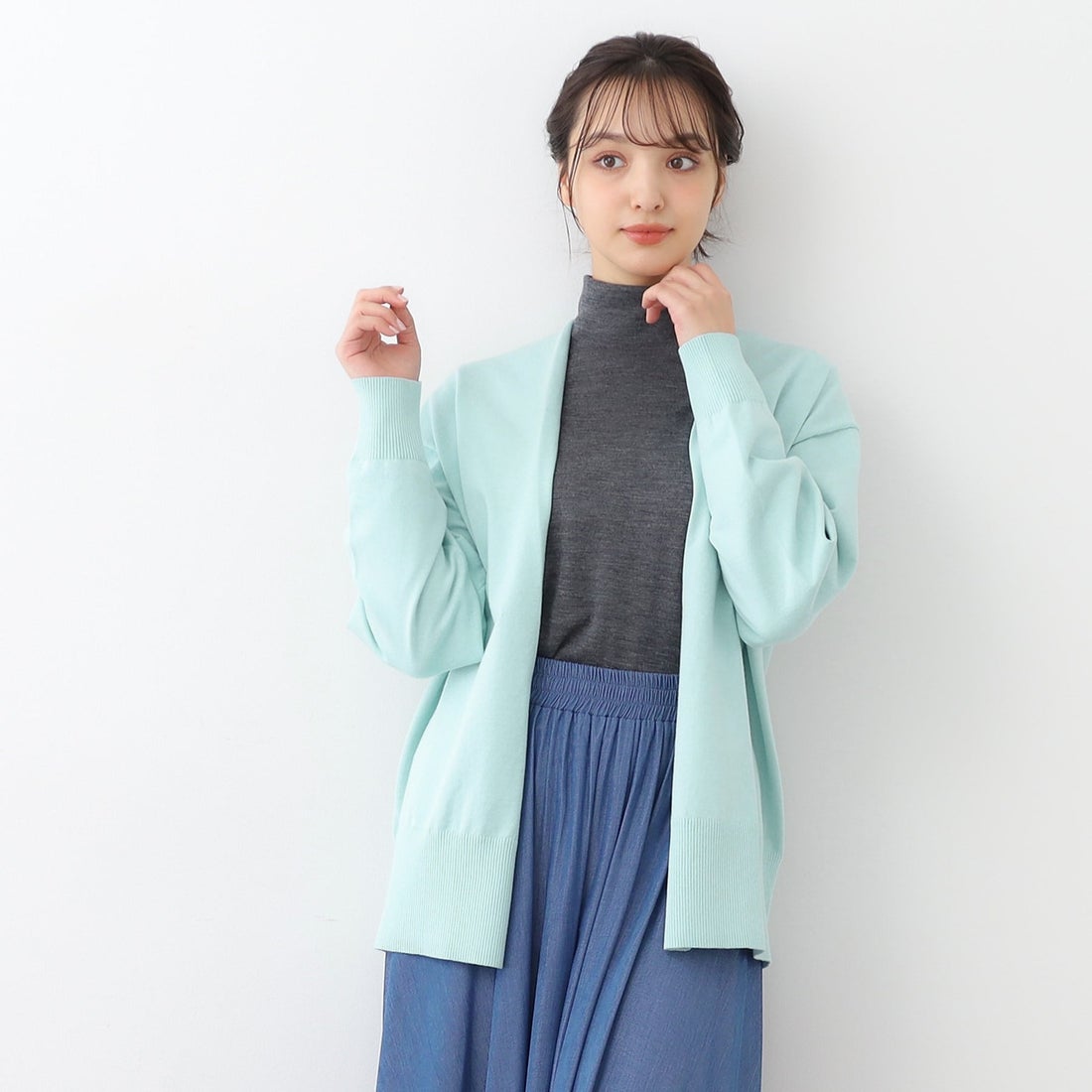 ローラ アシュレイ LAURA ASHLEY 【ミドル丈】カシミヤ混カーディガン