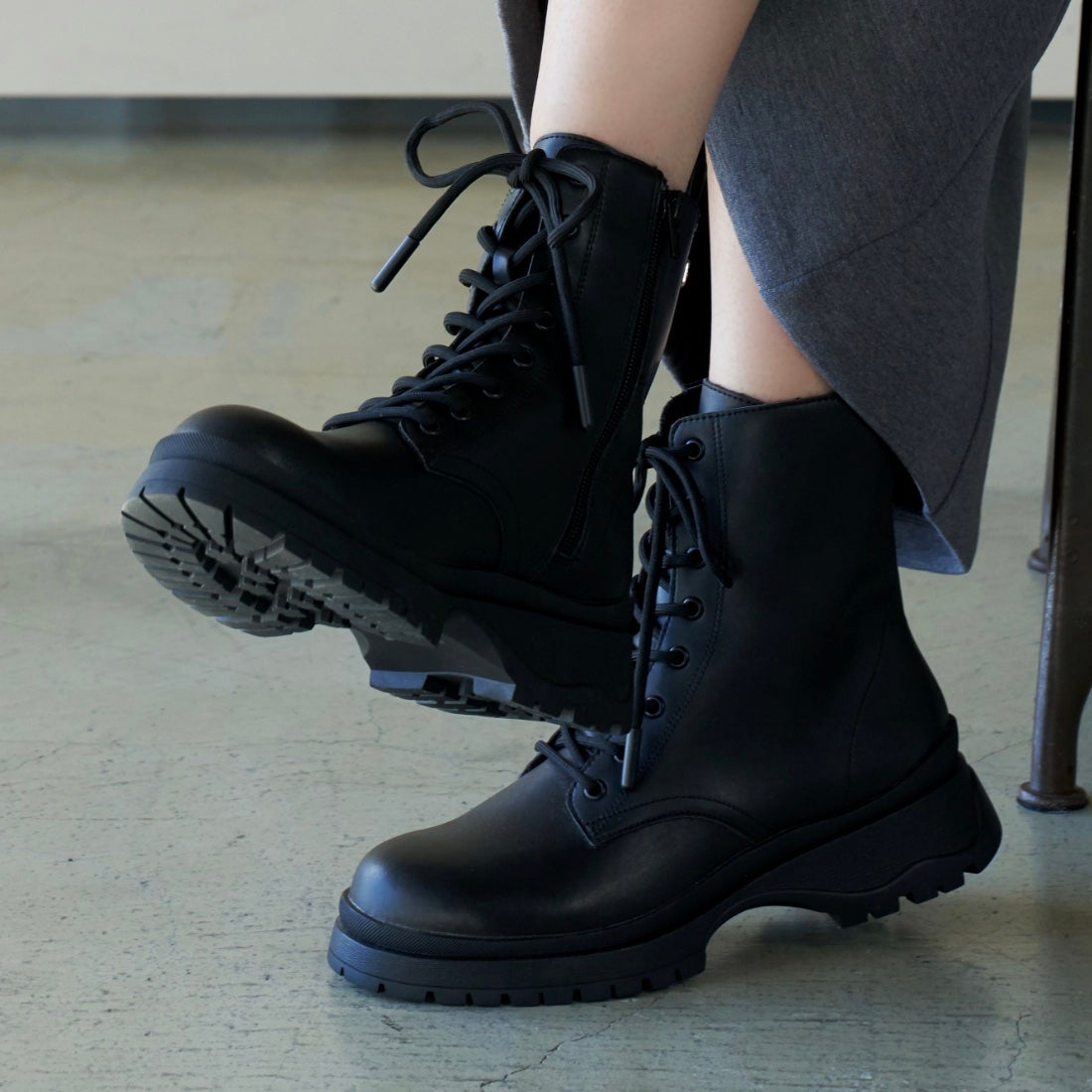 Auriga/アウリガ（Black）トラックソールレースアップブーツ -Lucida